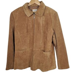 St. John's Bay Tan Suede Leather Jacket. Machine Washable. XL